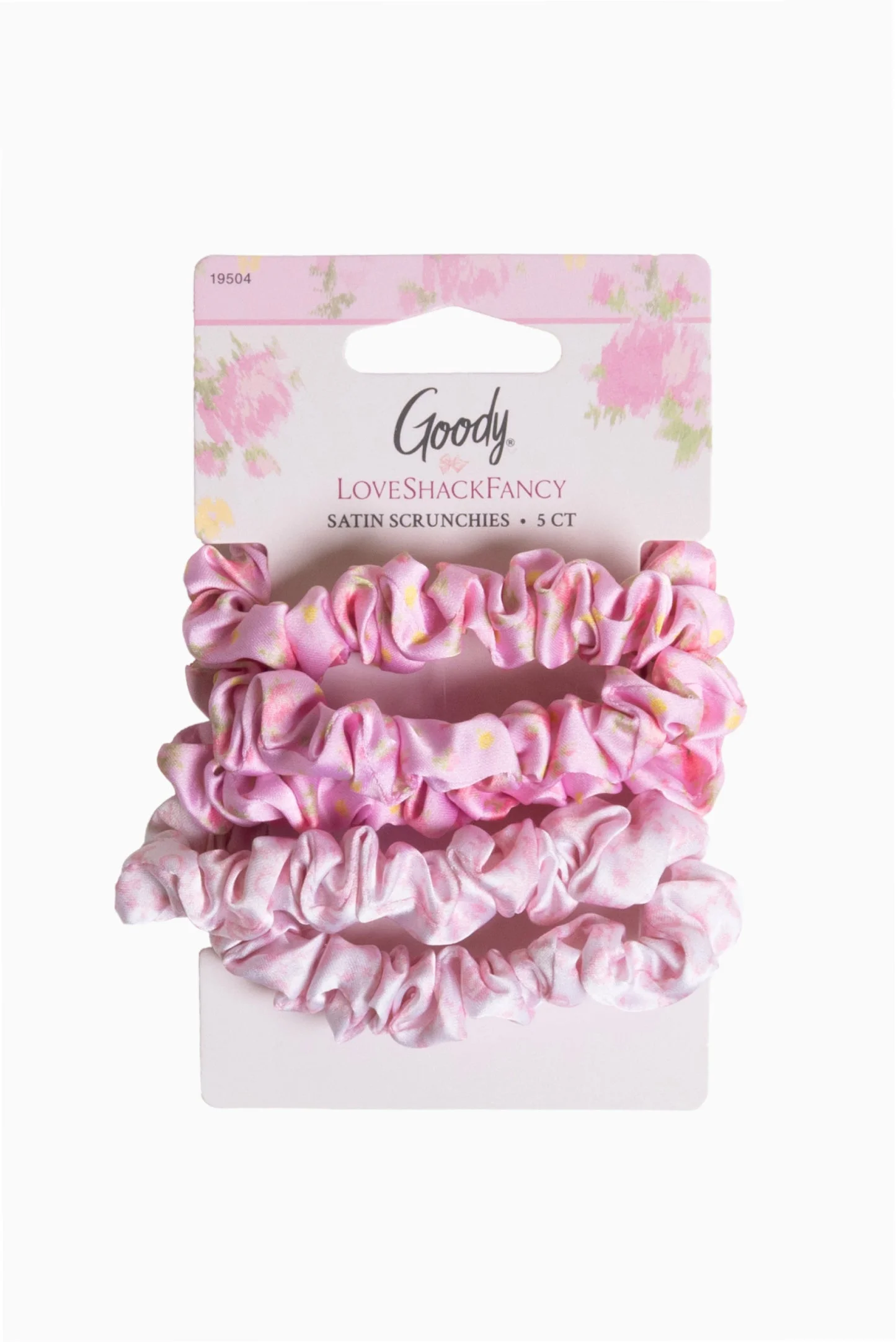 Goody x Love Shack Fancy Satin Scrunchies - 5ct - Ikat Rose & Coquette Bow - 1