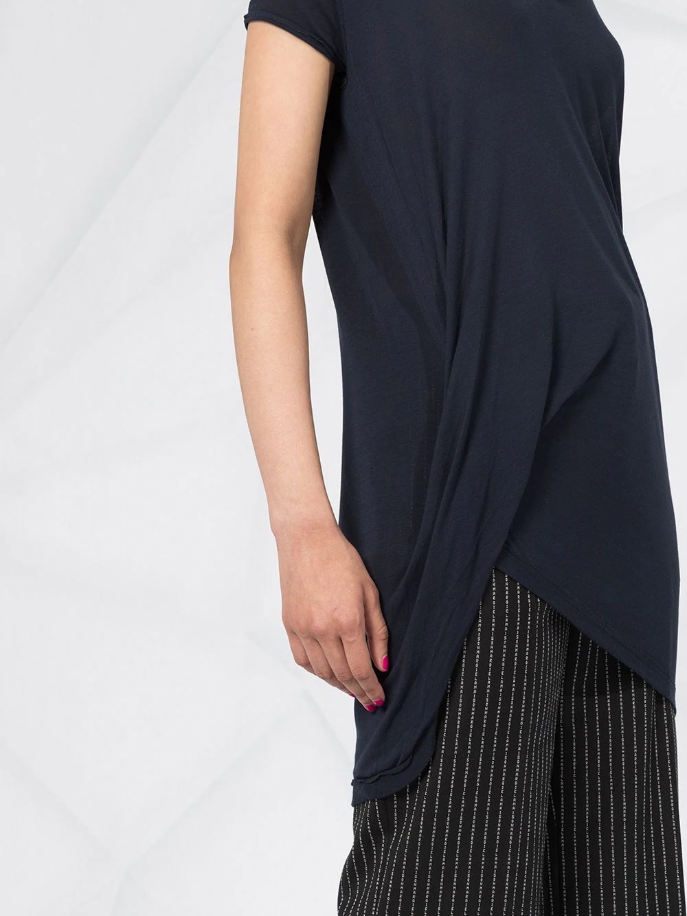 draped long-line T-shirt - 3