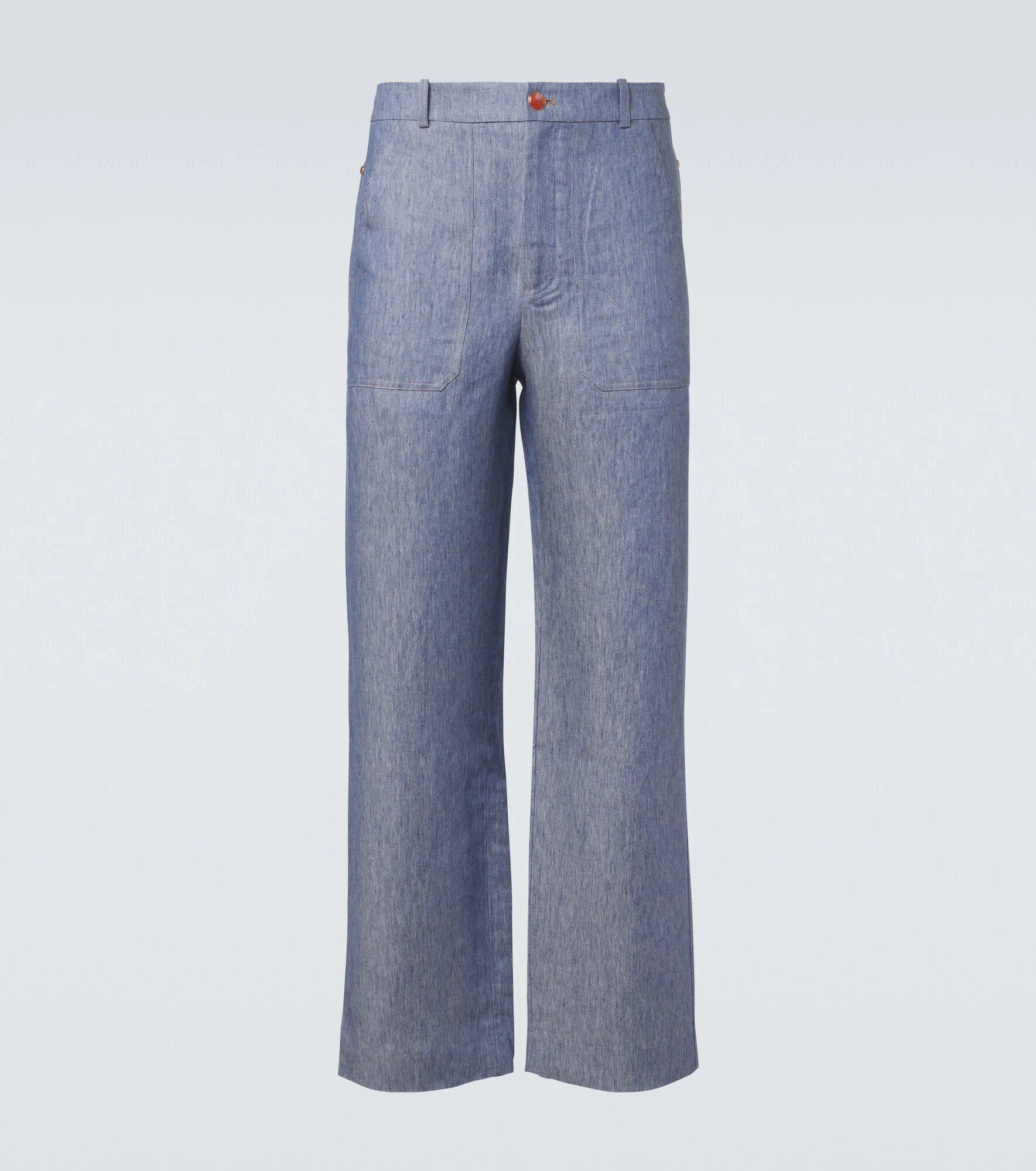 Linen denim straight pants with carnelian - 1