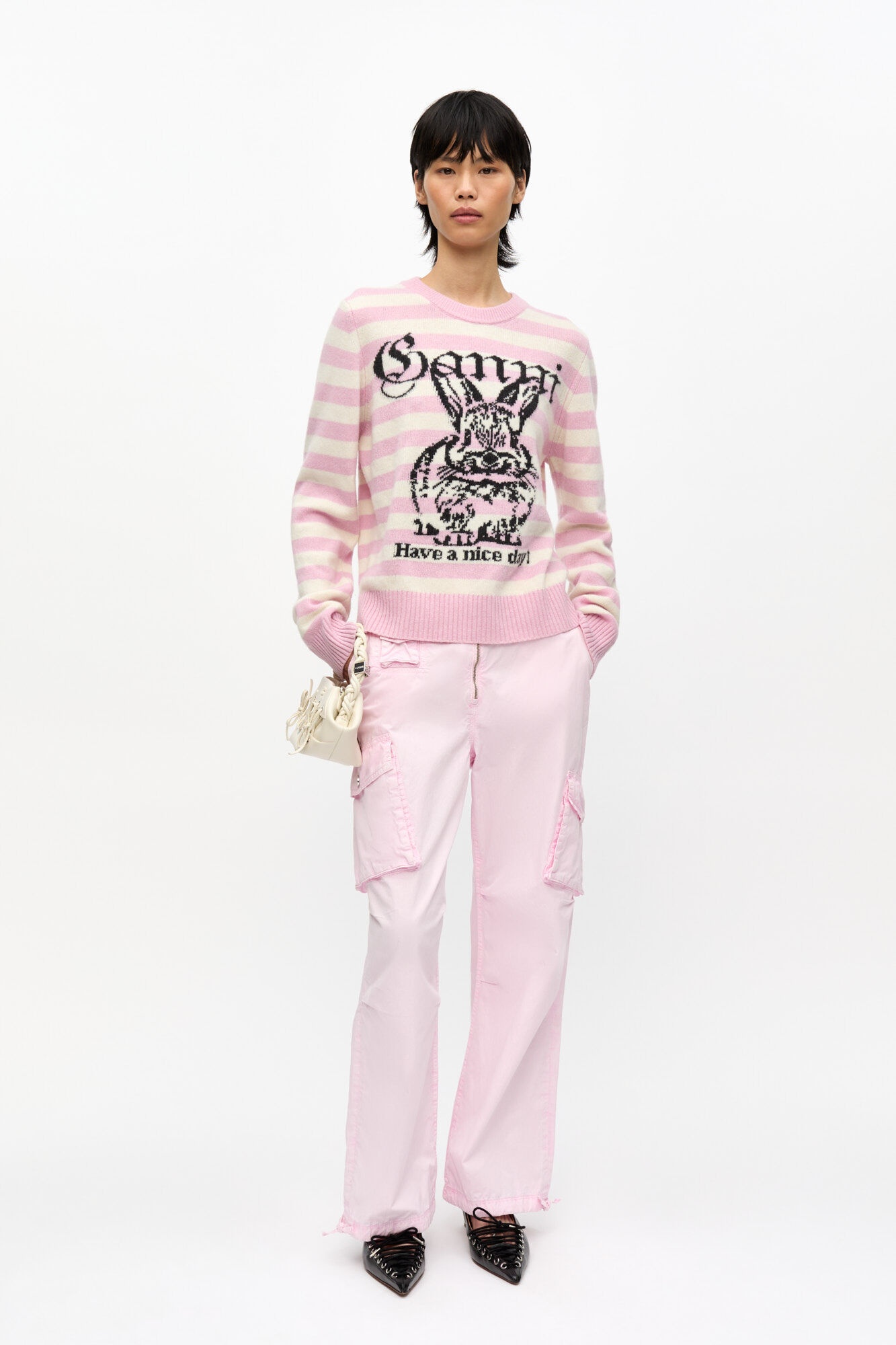 STRIPED GRAPHIC WOOL BUNNY SWEATER - 3
