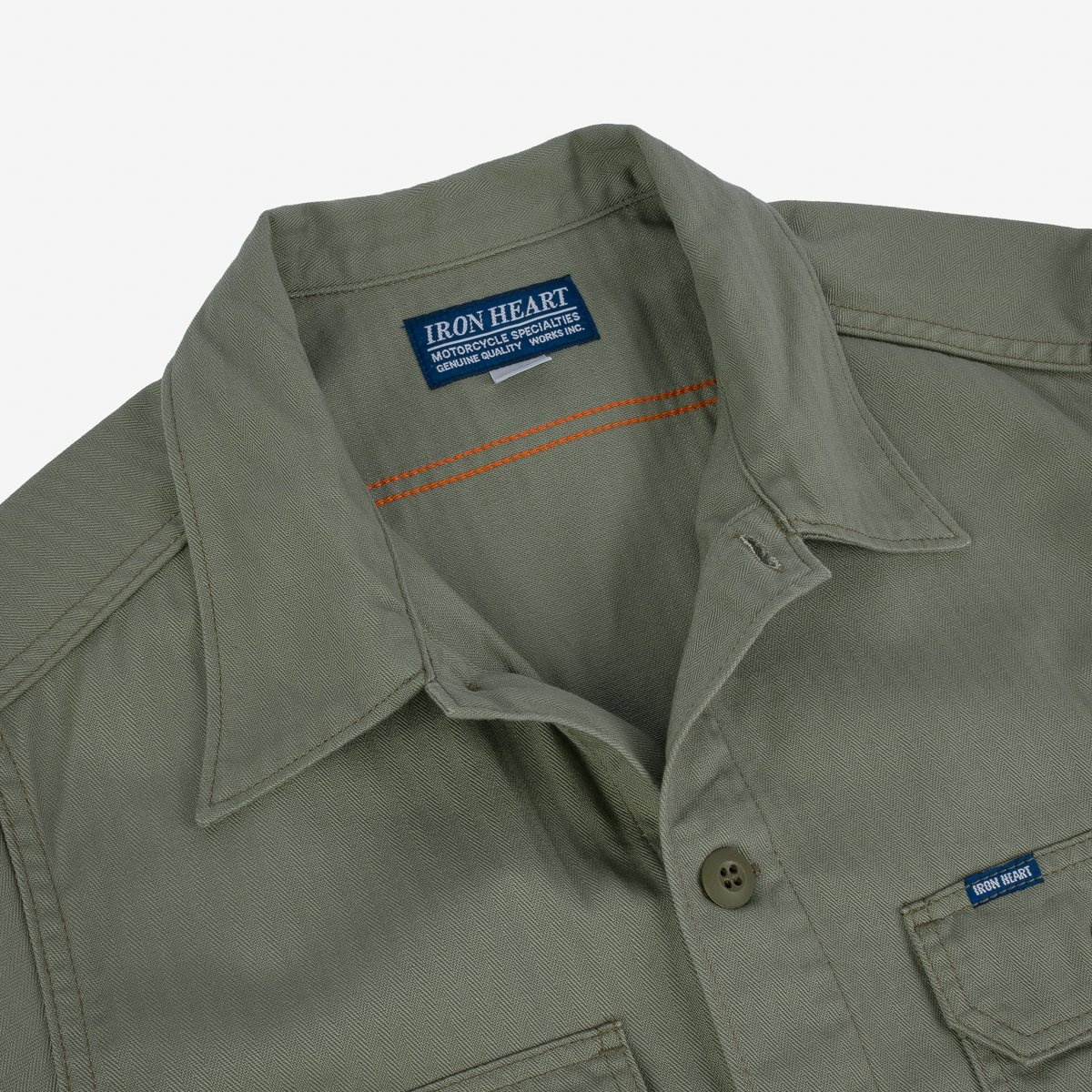 IHSH-385-ODG 9oz Herringbone Military Shirt - Olive Drab Green - 8