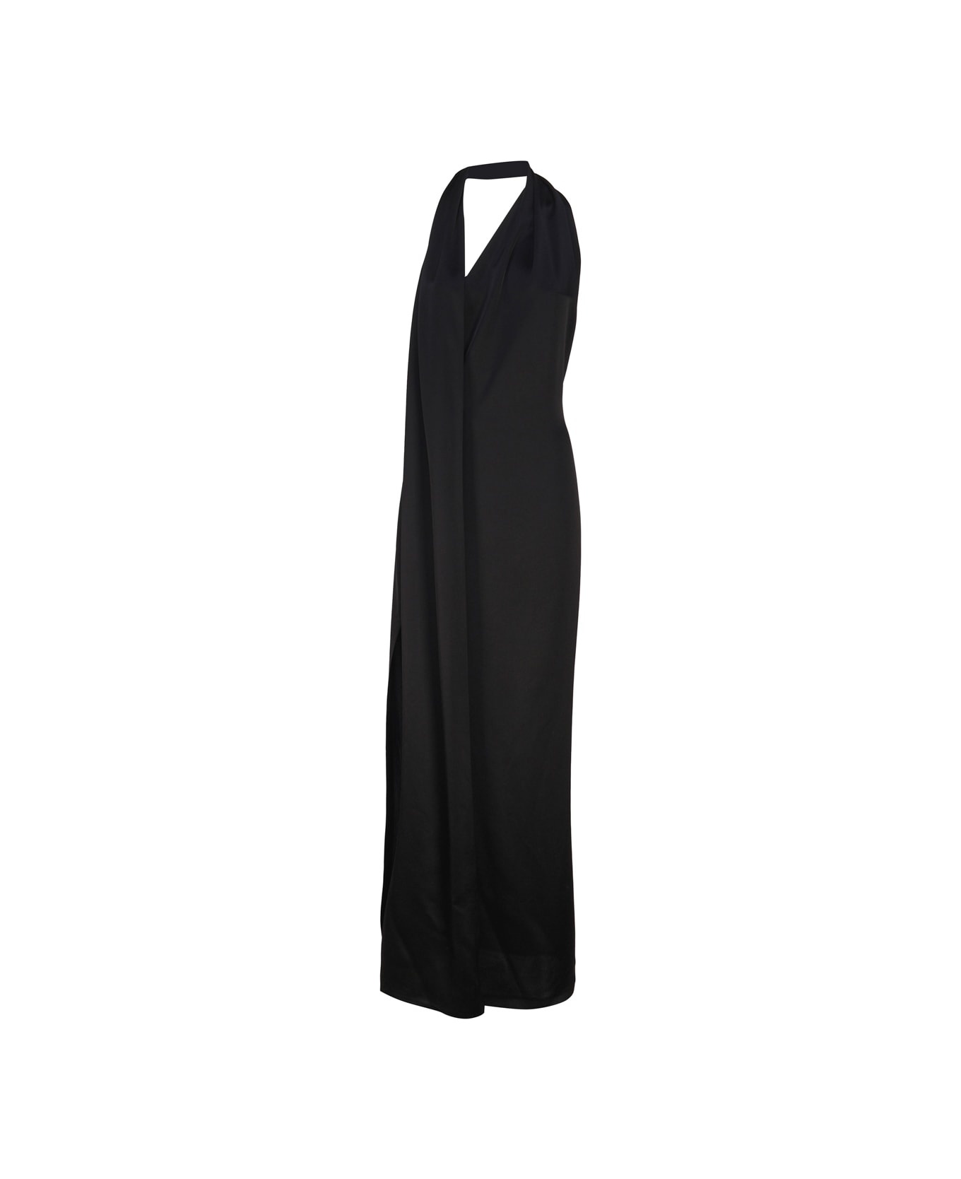 Black Satin Long Dress - 1