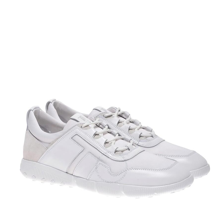 Tods Men's White Fabric And Leather Low-Top Sneakers - 2
