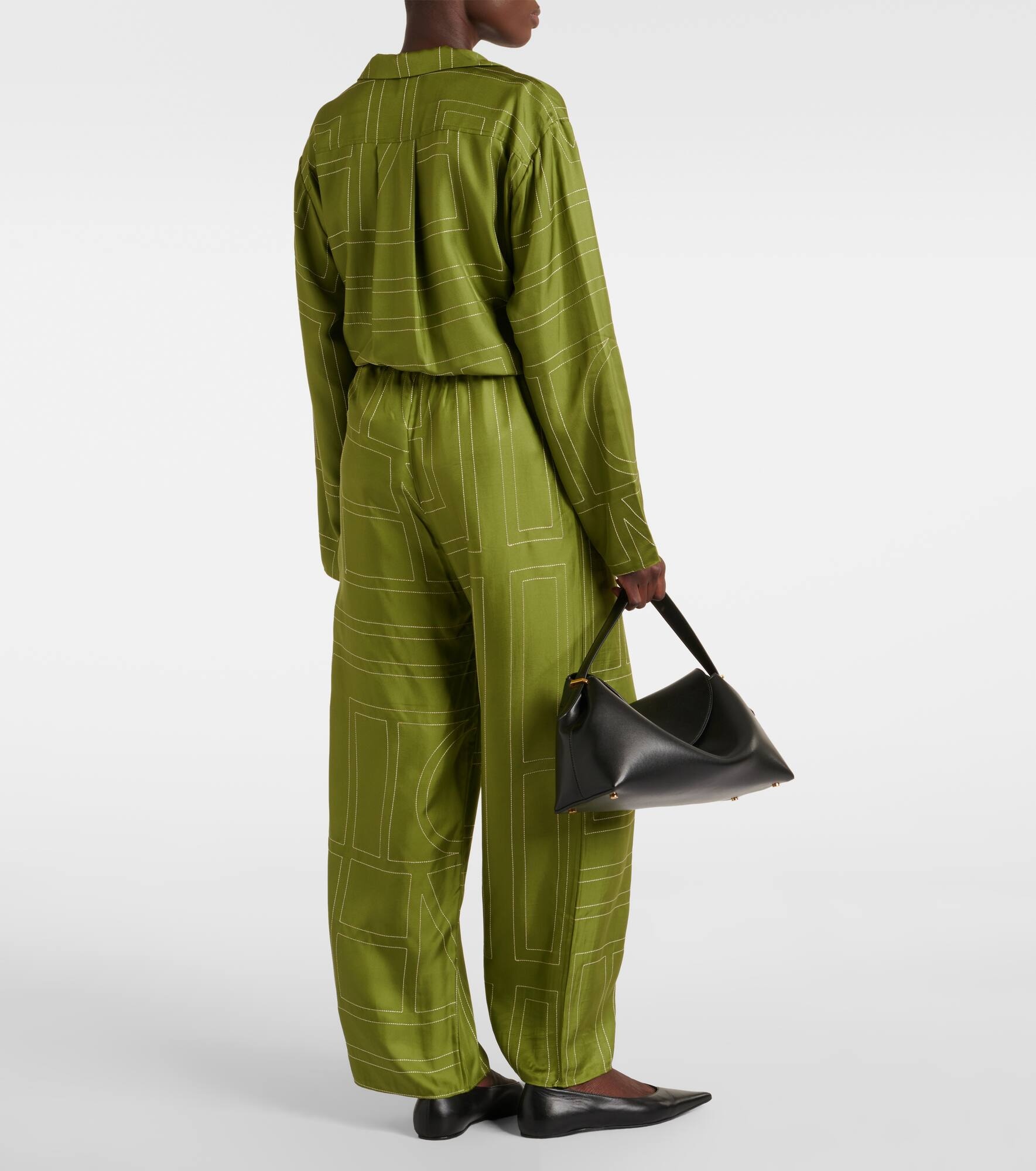Monogram silk pajama pants - 3