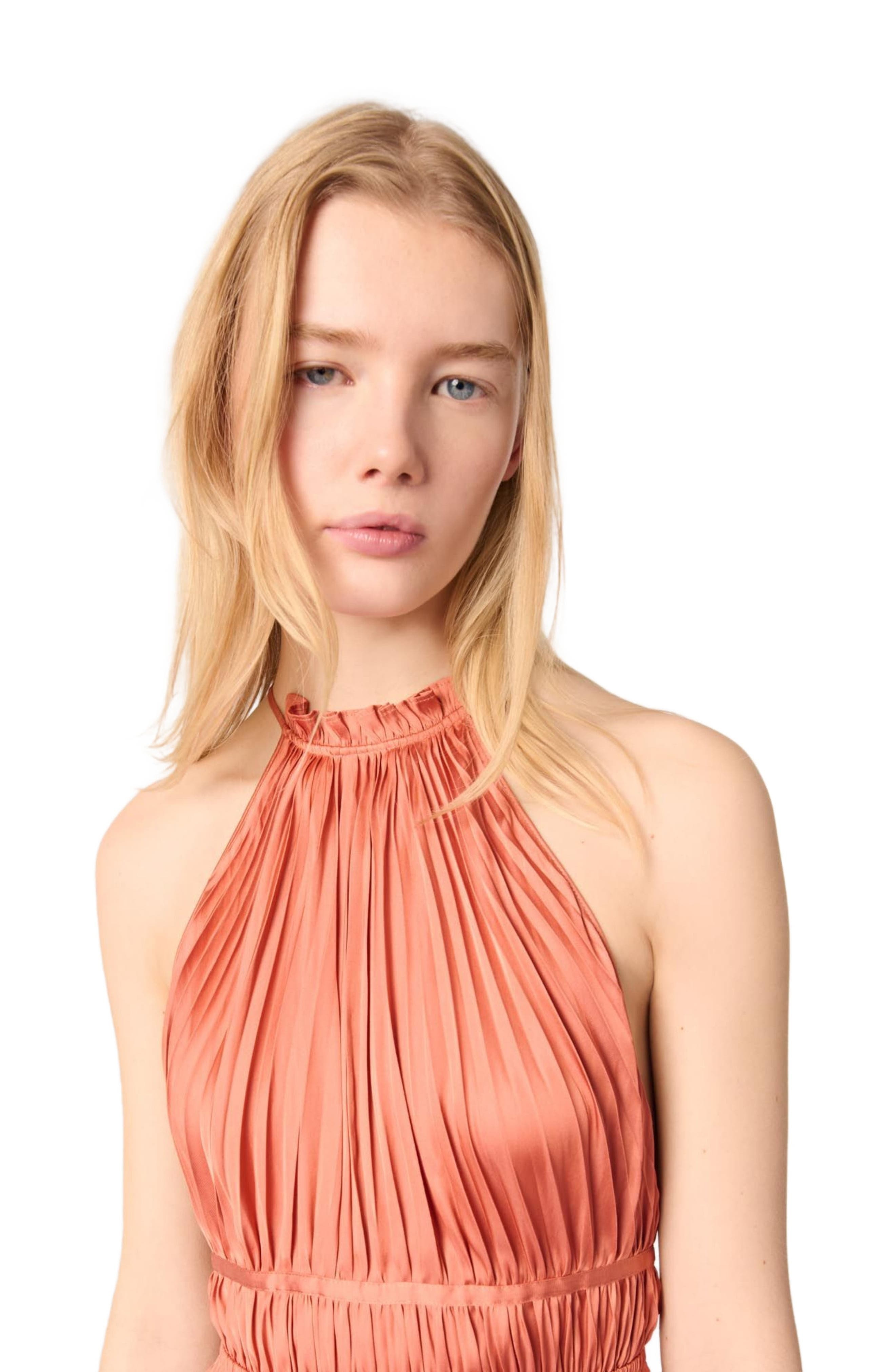 maje Pleated maxi dress in Terracota at Nordstrom - 6