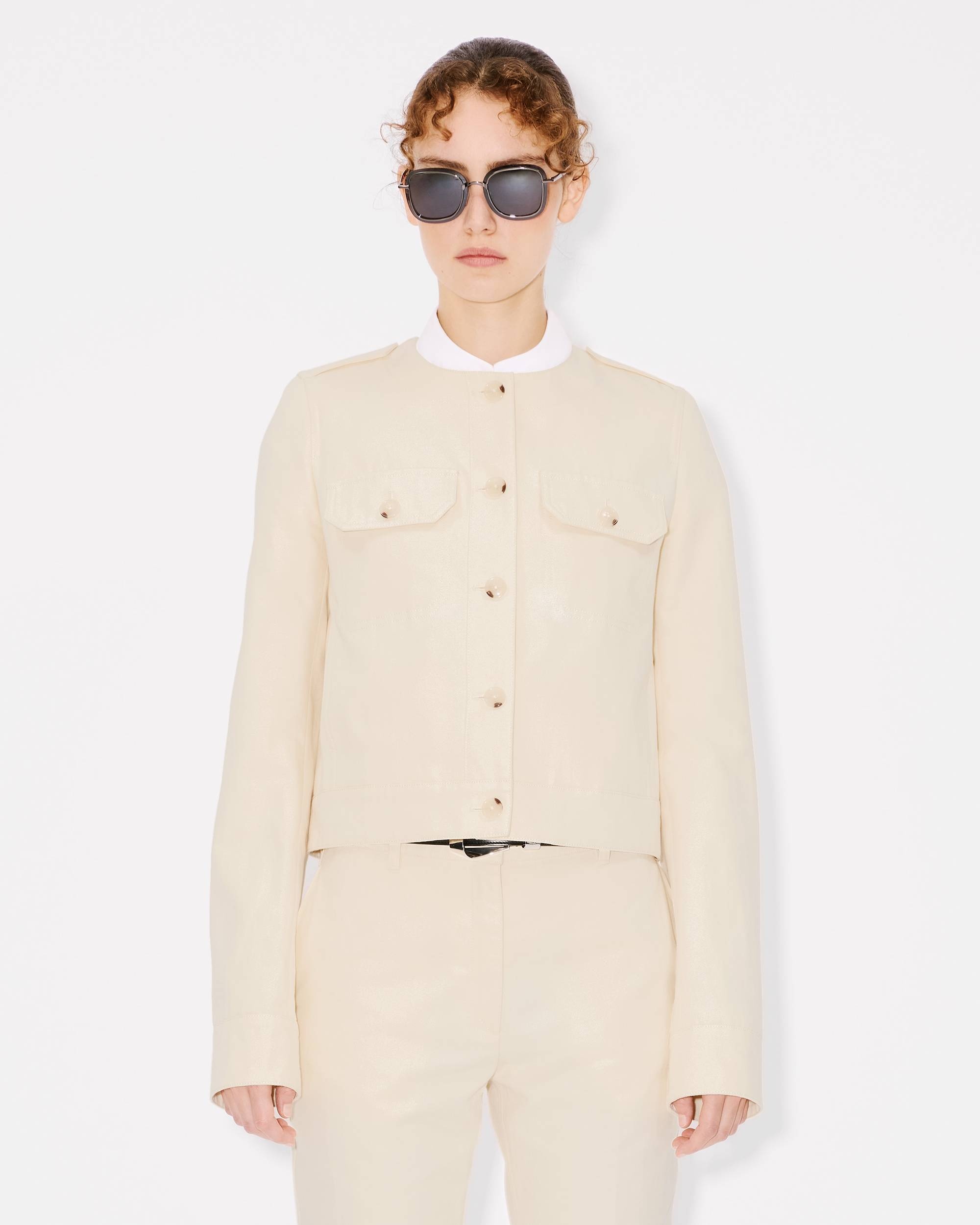 Collarless jacket in cotton - 4