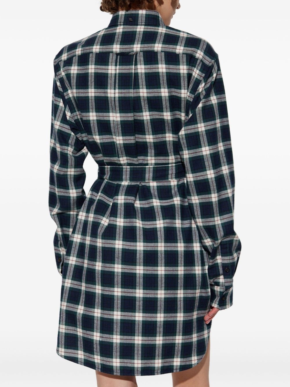 check-print shirt dress - 4
