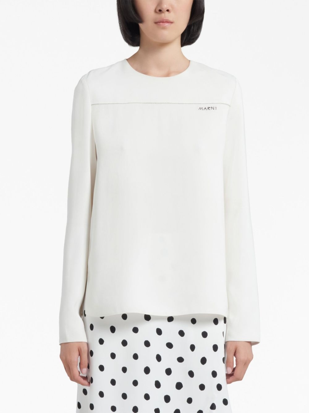 logo-print long-sleeved top - 3