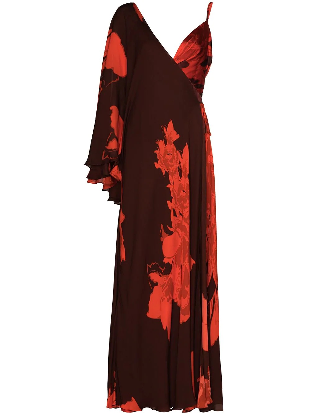 floral-print asymmetric maxi dress - 1