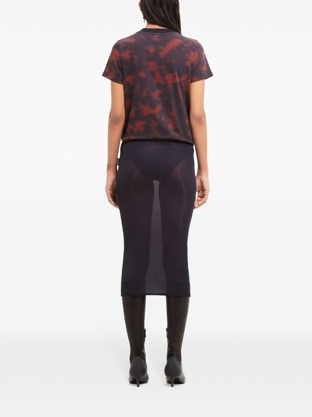 tortoiseshell-effect cotton T-shirt - 4