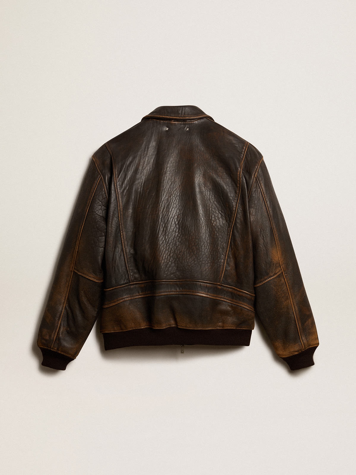 Aviator-style jacket in brown leather - 6
