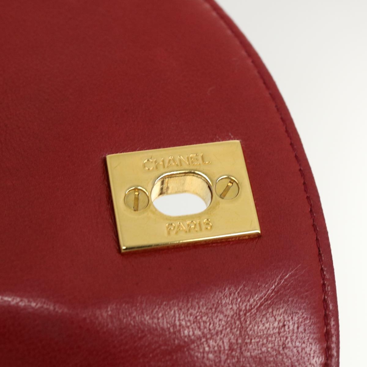 CHANEL Matelasse Chain Hand Bag Lamb Skin Red CC - 9