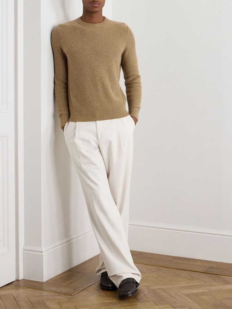 Loro Piana City Birdseye Baby Cashmere Sweater Brown outlook