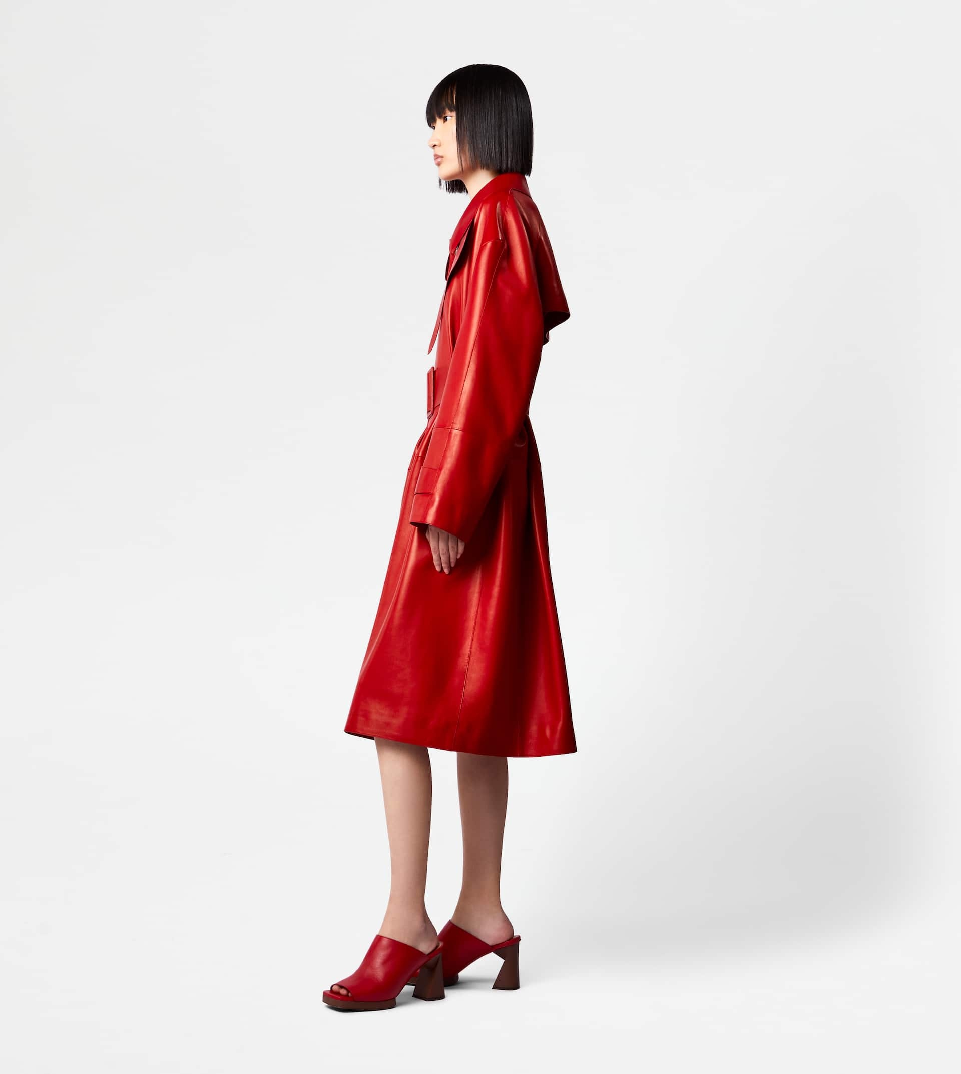 TRENCH COAT IN LEATHER - RED - 4