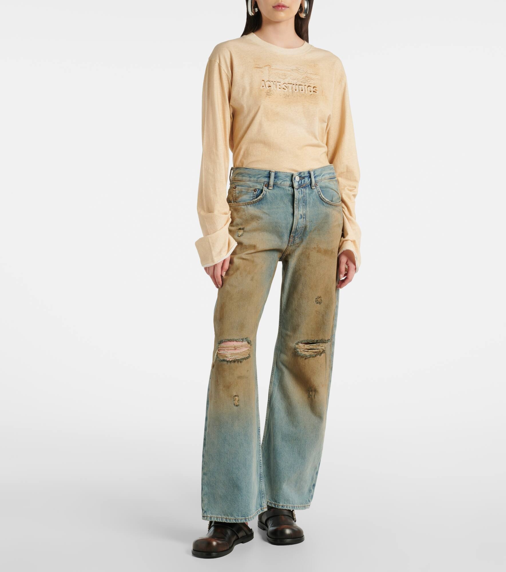 2021F distressed mid-rise wide-leg jeans - 7