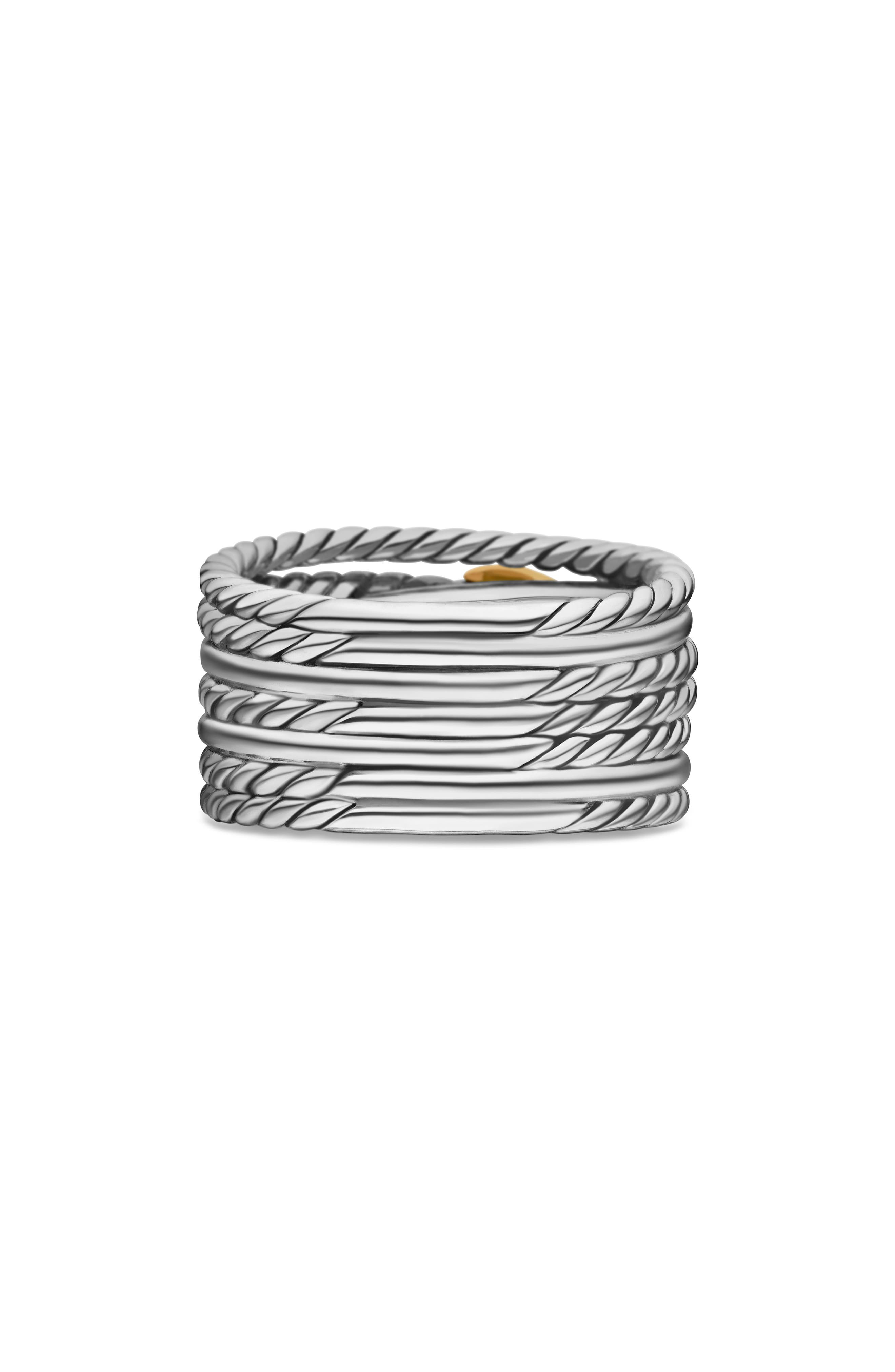 David Yurman Double X Crossover Ring in Sterling Silver with 18K Yellow Gold, 13mm in Two Tone at No - 7