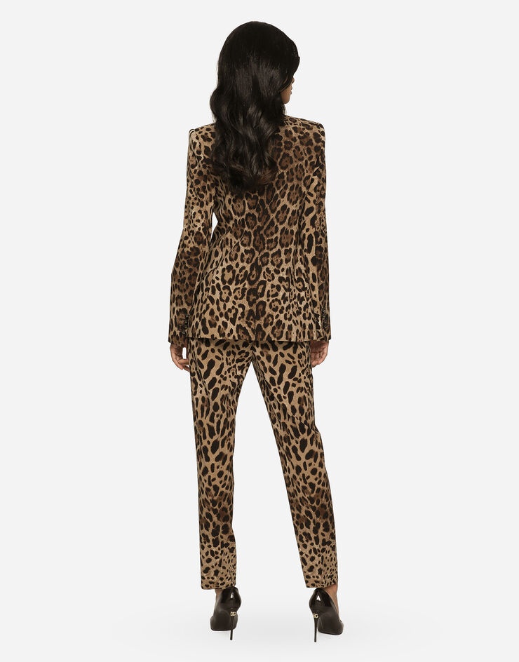 High-waisted pants in leopard-print wool - 3