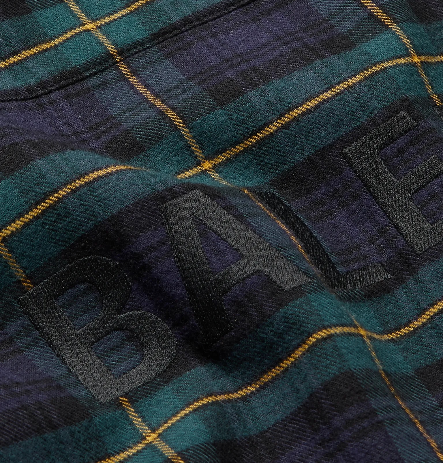 Oversized Logo-Embroidered Checked Cotton-Flannel Track Jacket - 3