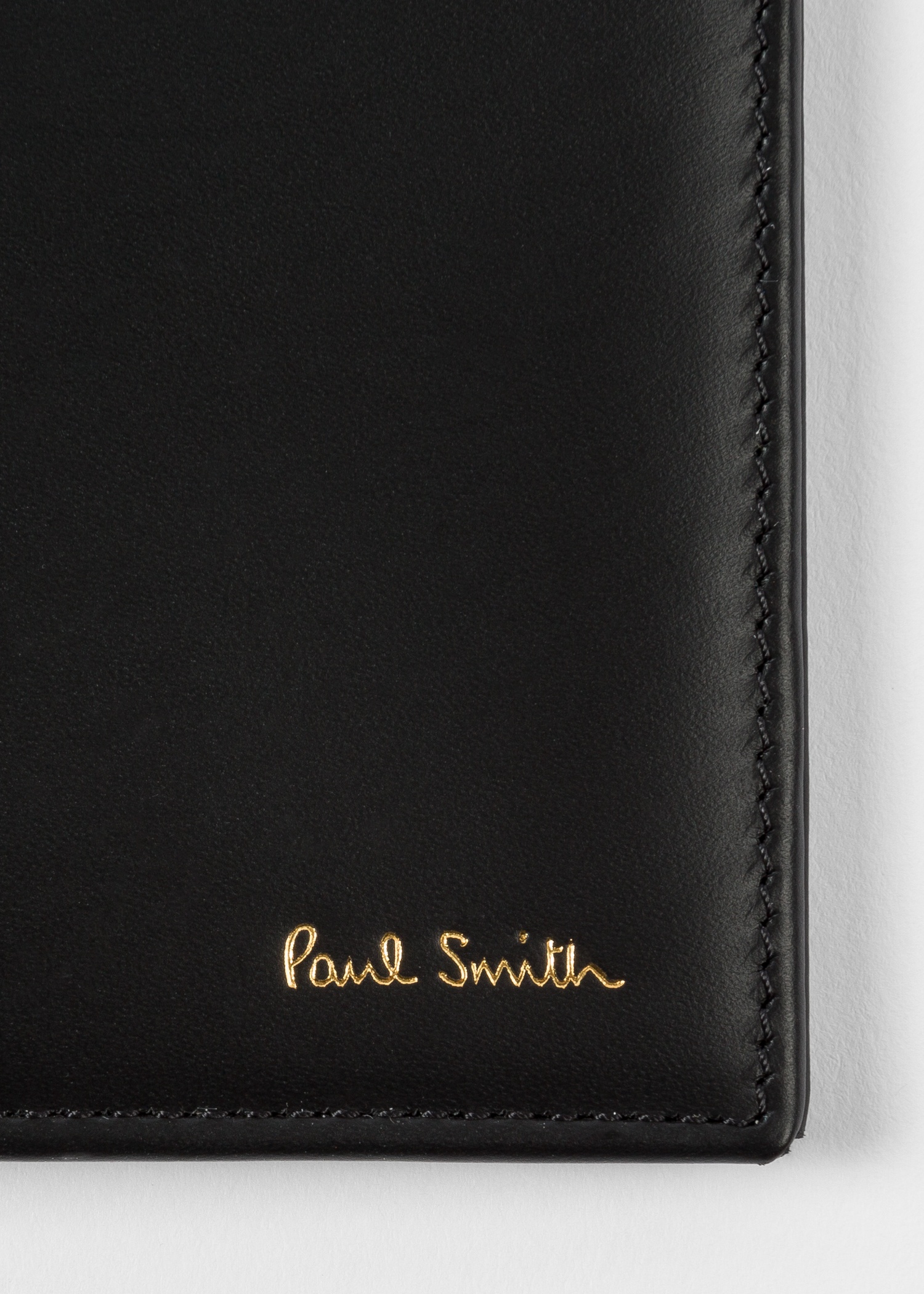 Black 'Signature Stripe' Interior Leather Passport Cover - 5