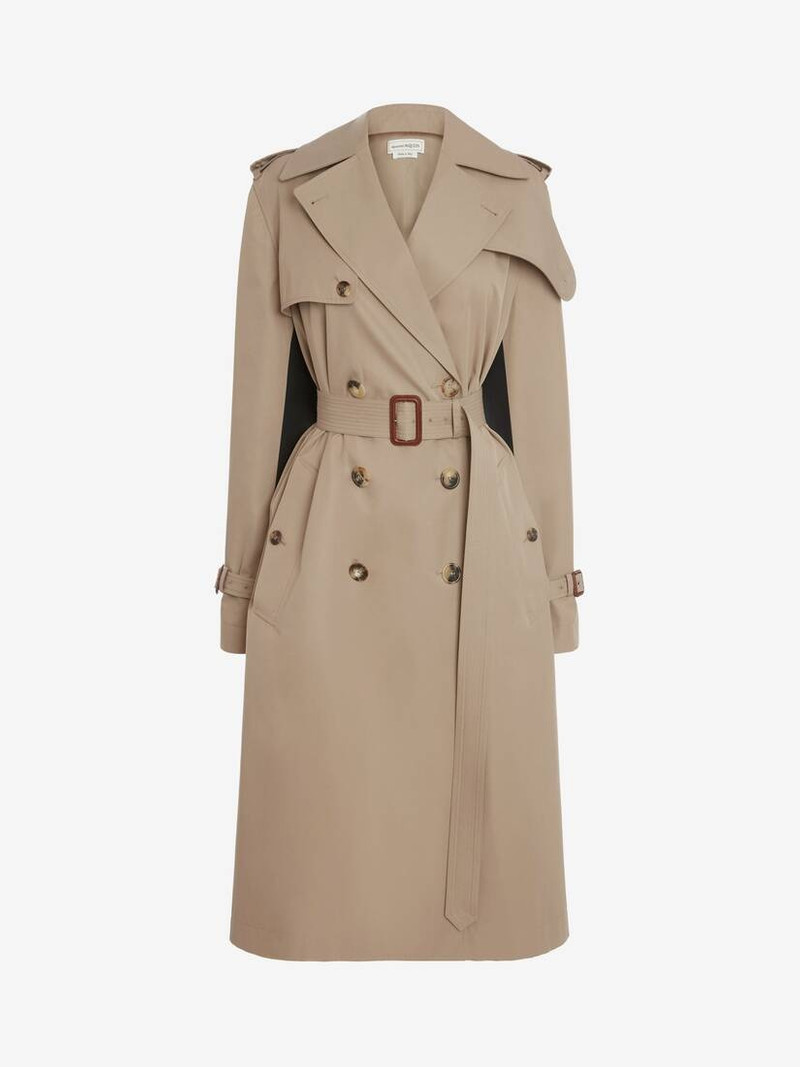 Alexander McQueen Hybrid Mcqueen Graffiti Trench Coat in Black