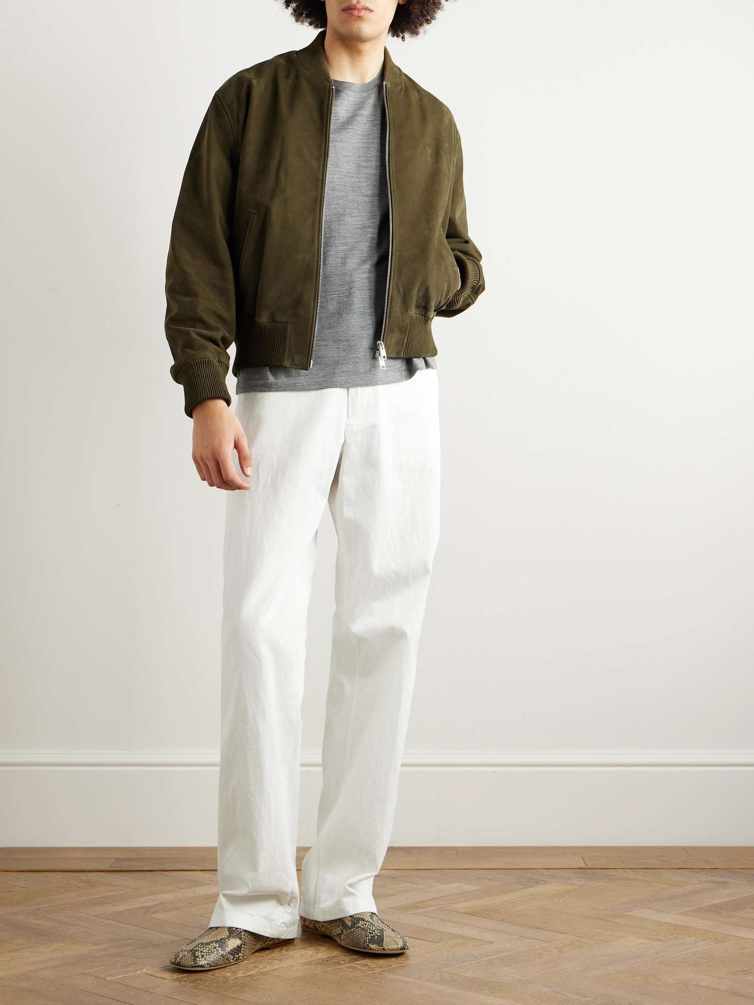 Logo-Embossed Suede Bomber Jacket - 2
