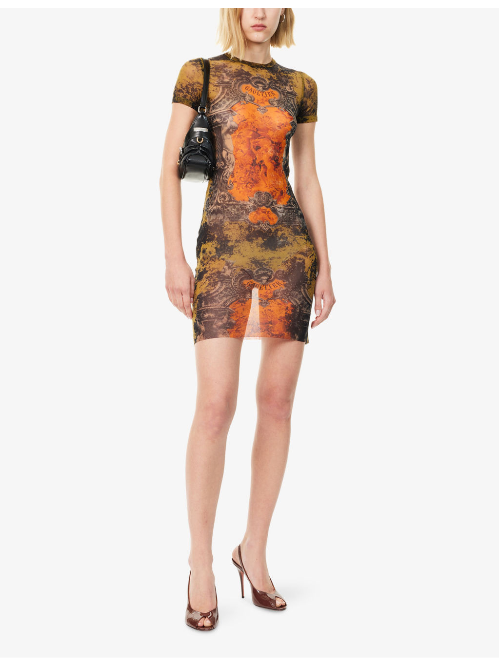 Printed Short-Sleeves Woven Mini Dress - 2