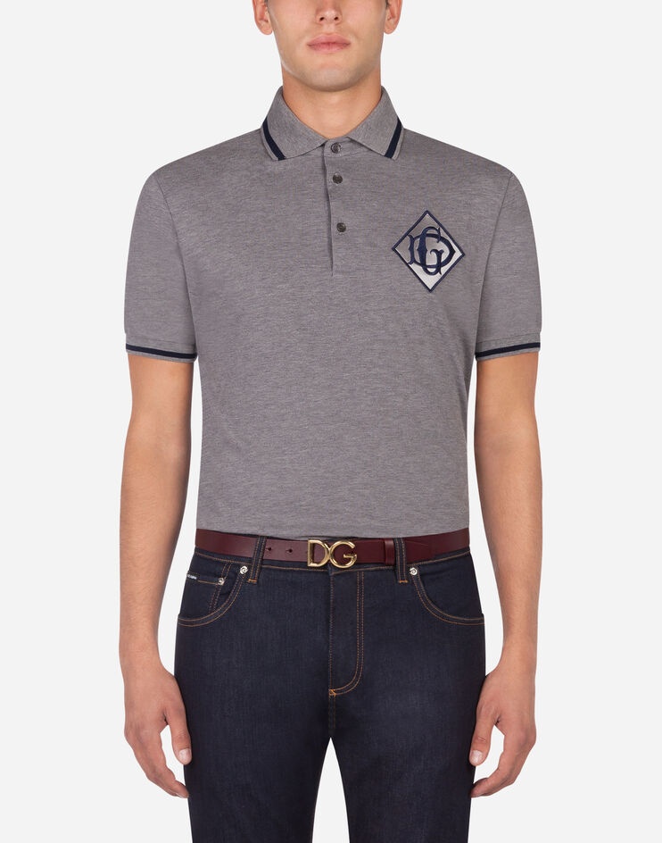 Piqué cotton polo shirt with DG logo - 1