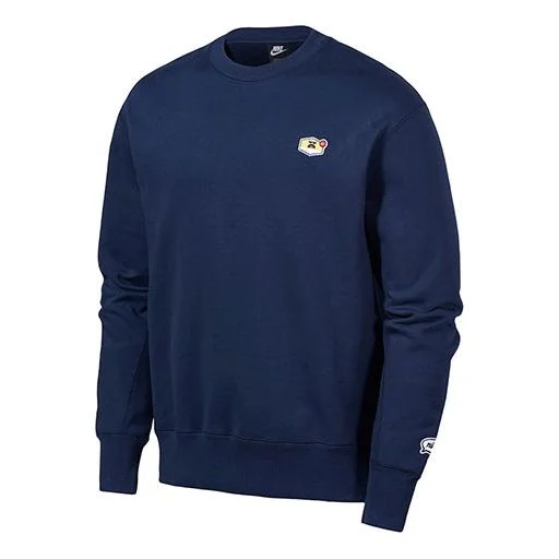 Nike Sportswear logo Casual Sports Round Neck Pullover Blue CU4264-410 - 1