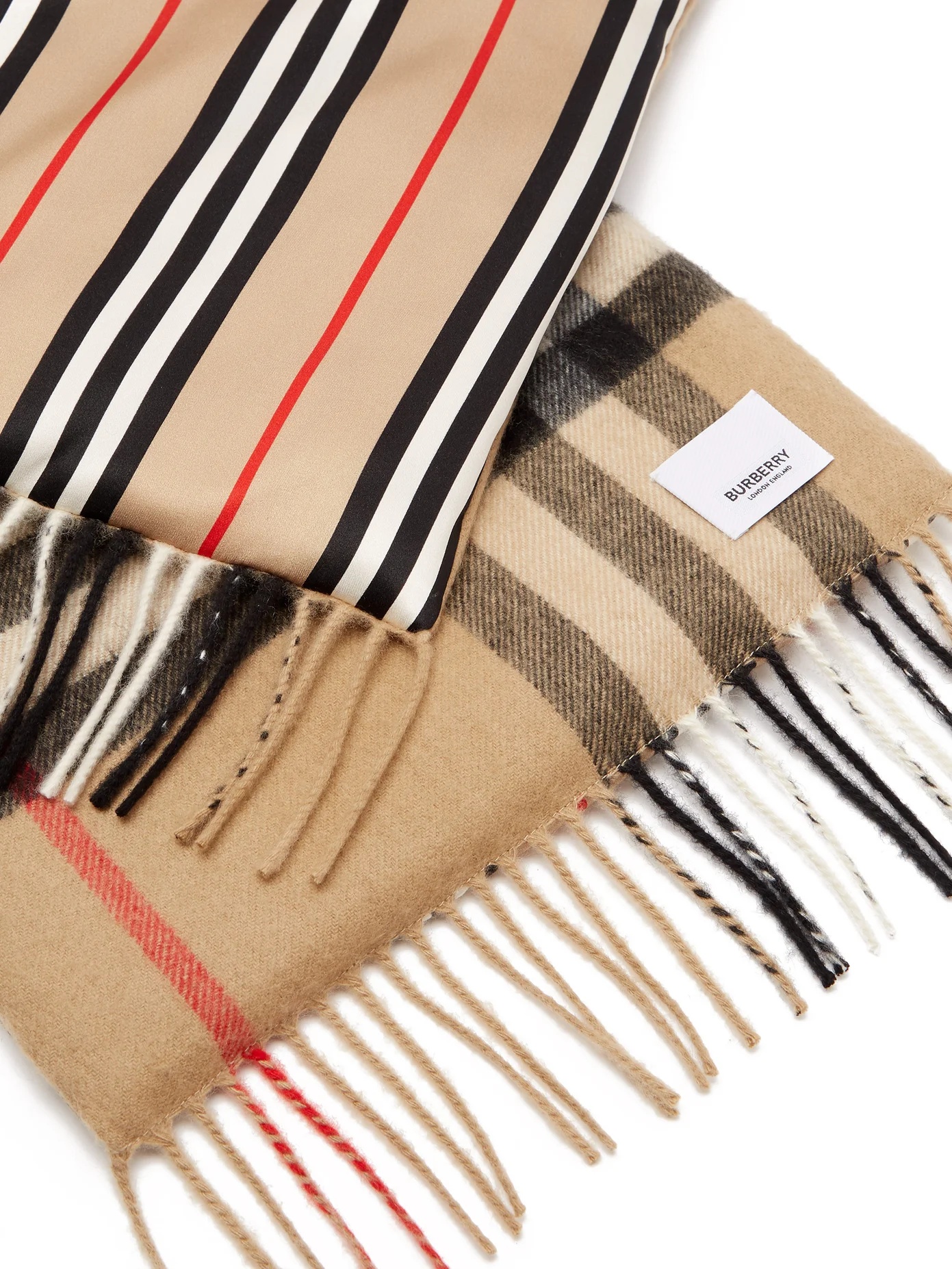 Check & Icon stripe padded cashmere and silk scarf - 5