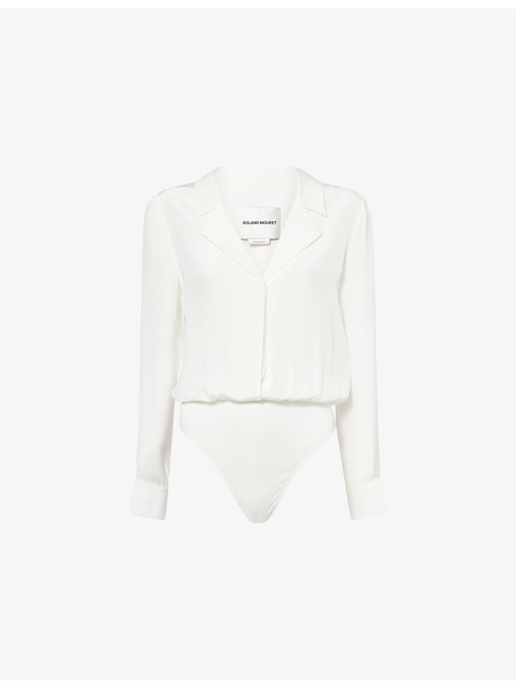 Notched-Collar Long-Sleeve Silk Bodysuit - 1