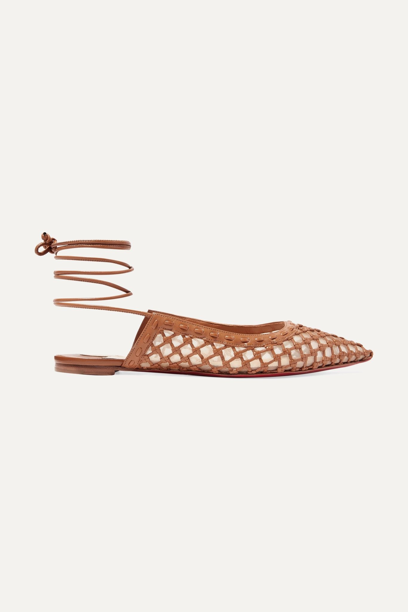 Cage and Curry mesh and woven leather point-toe flats - 1