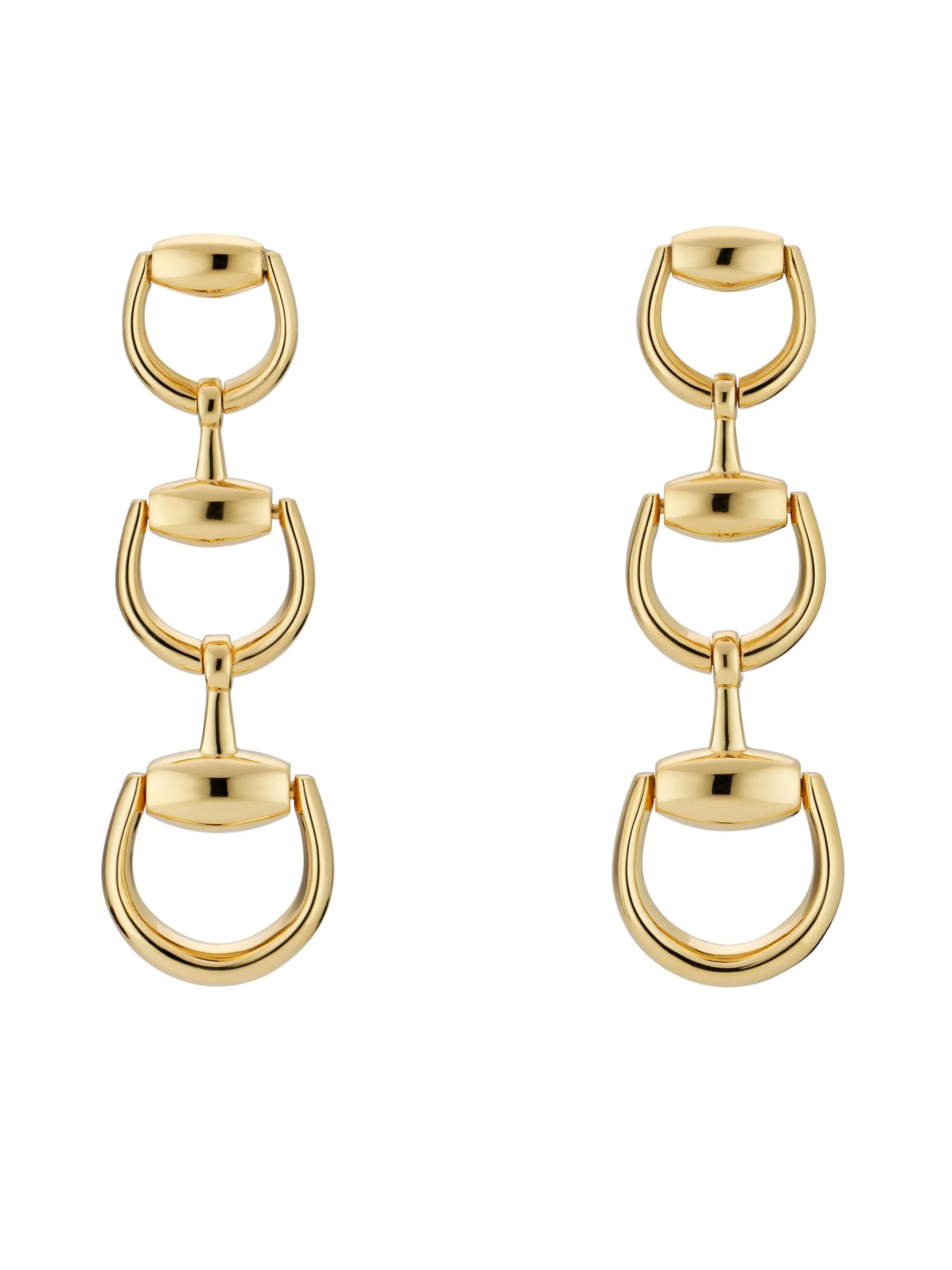Women's 18K Yellow Gold Horsebit Triple-Drop Earrings - Gold - 1