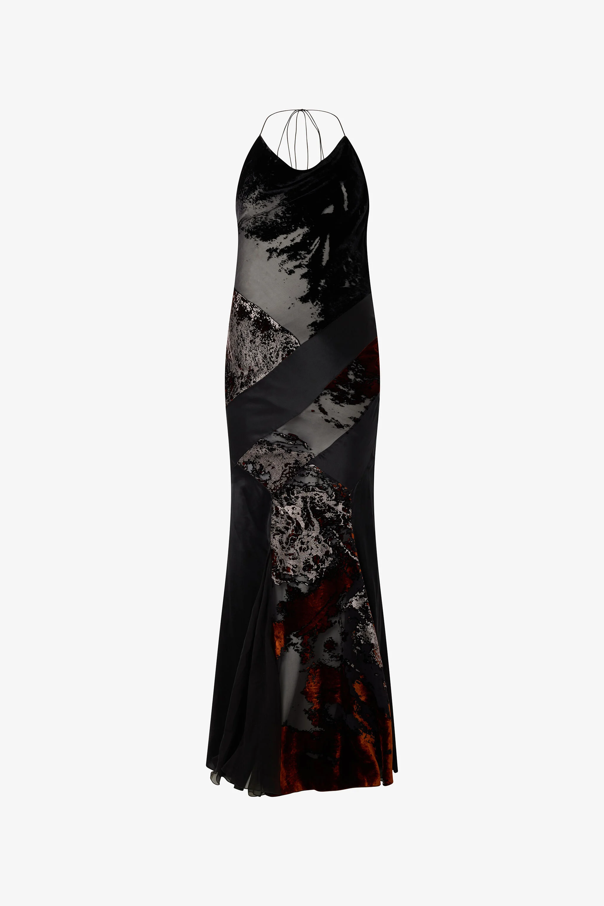 Long Black Dress With Marine Print - 1