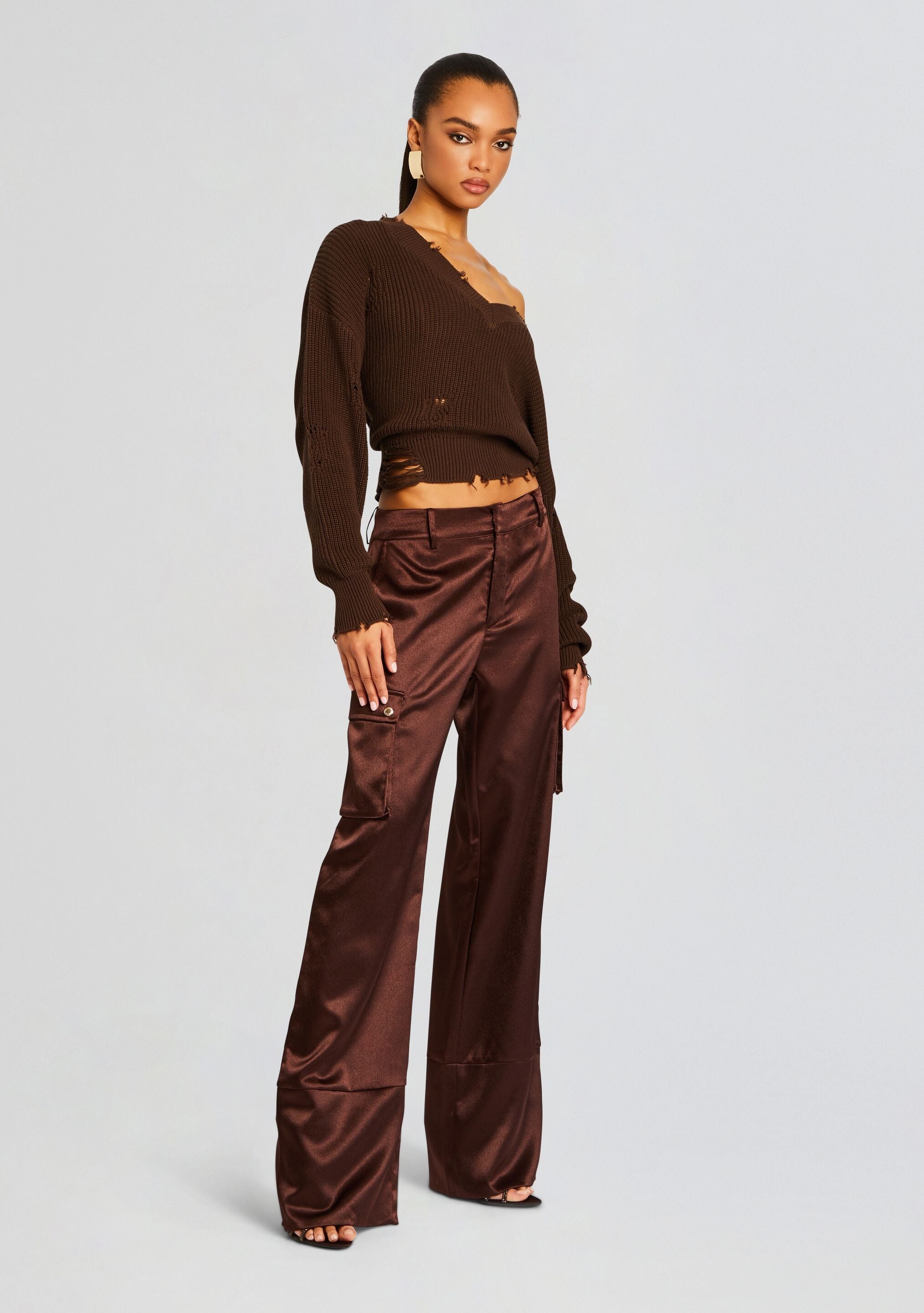 GALIA SATIN CARGO PANT - 3