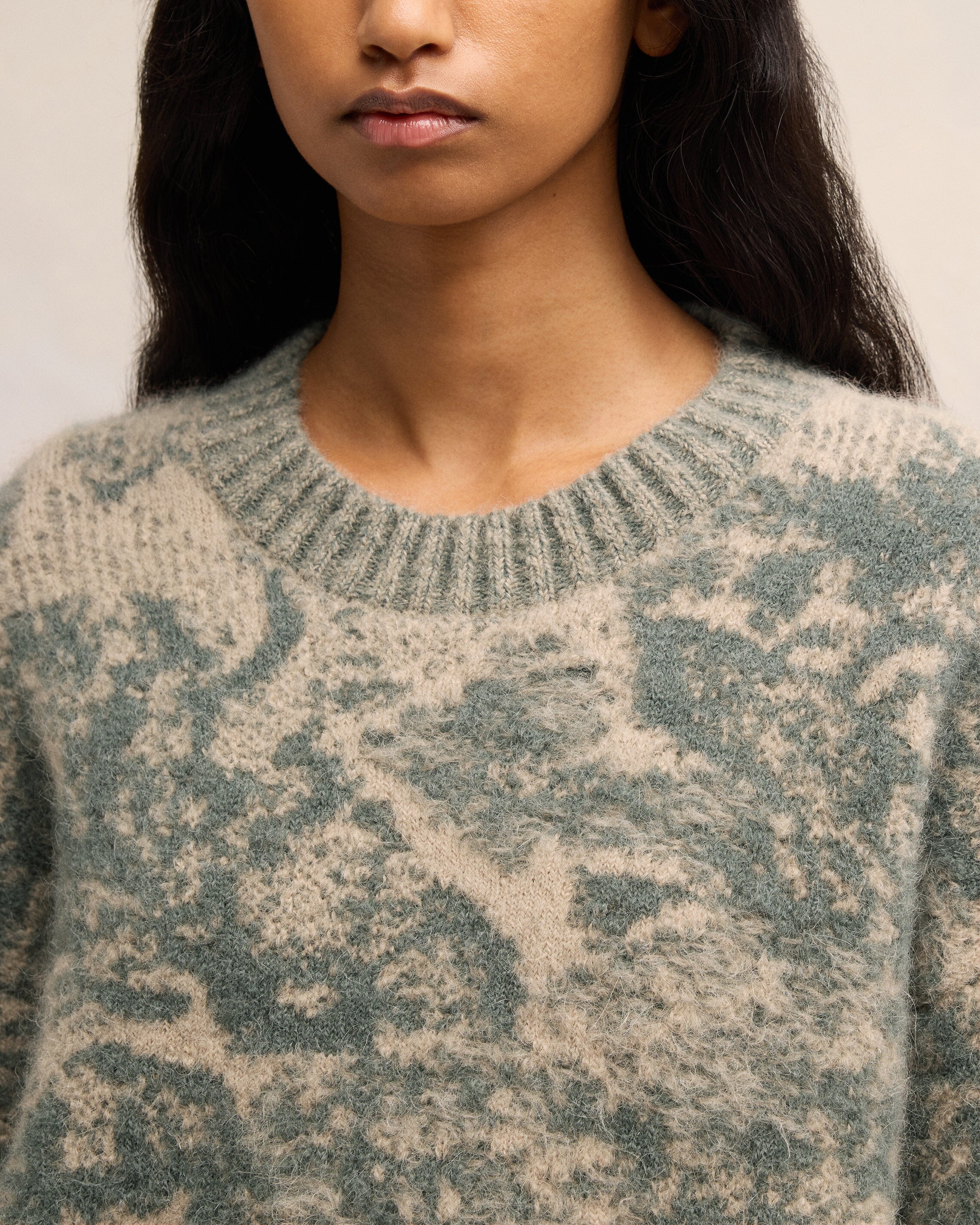 ALPACA MOHAIR JACQUARD CREWNECK - 4