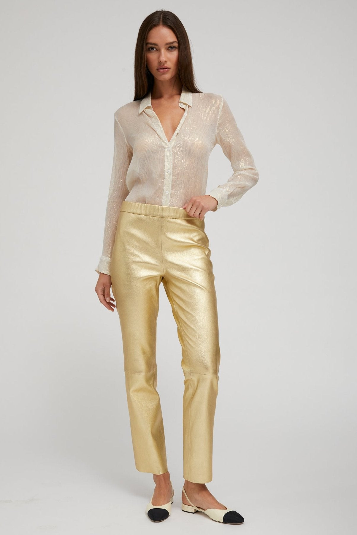 METALLIC GOLD LEATHER SOPHIA PULL ON - 2