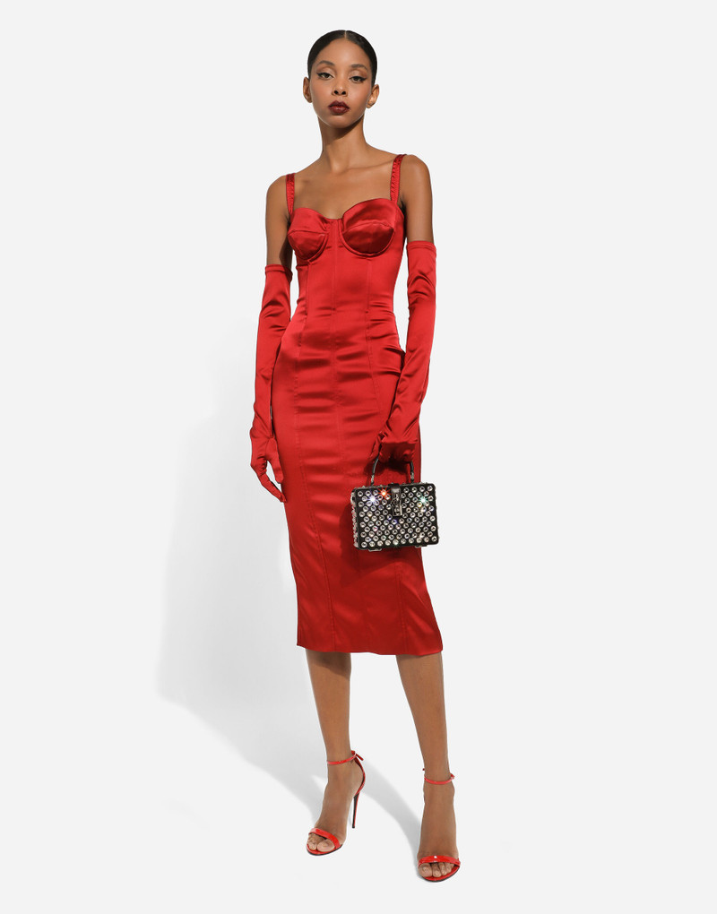 Satin calf-length dress with corset bustier 7