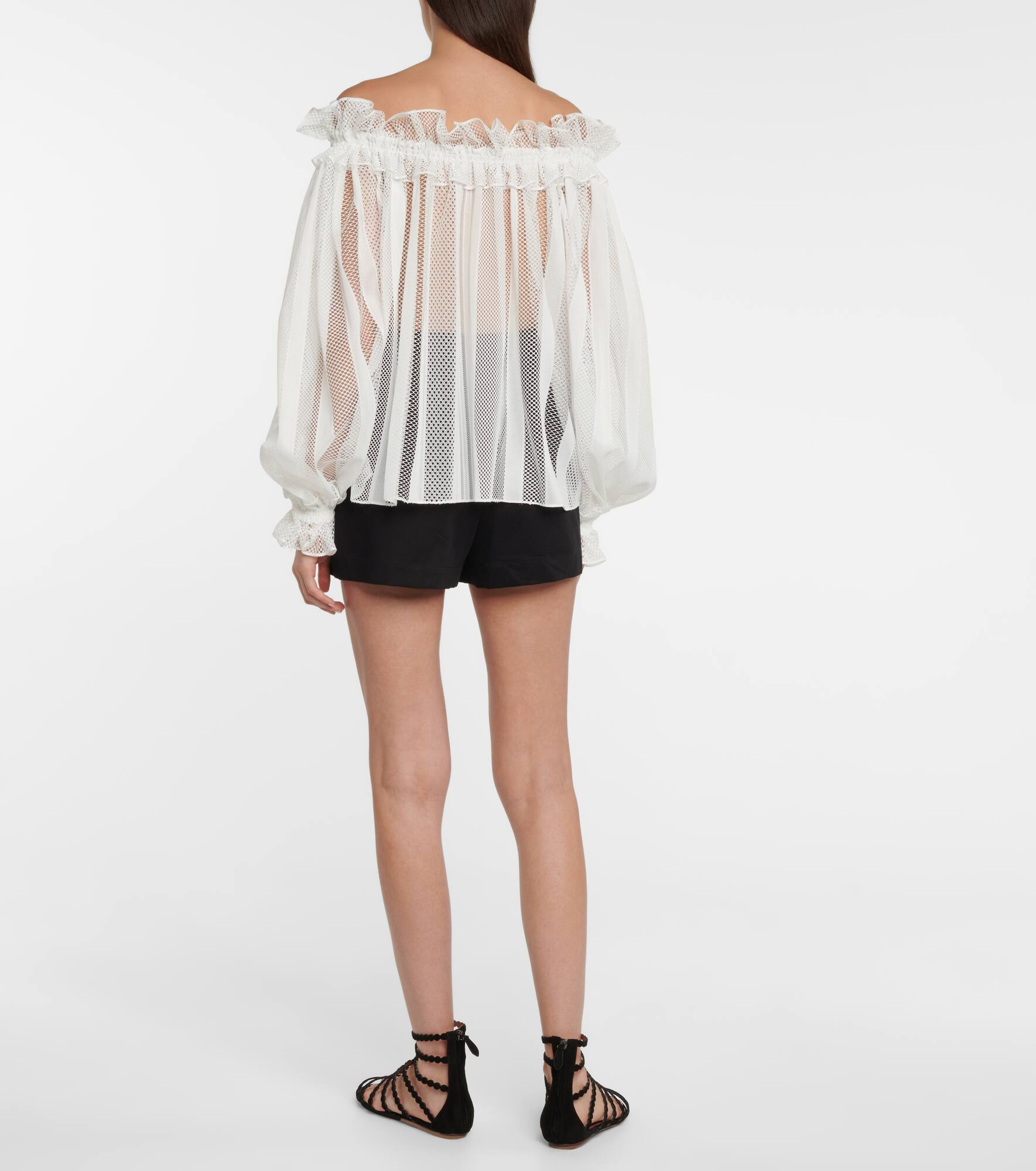 Off-shoulder mesh blouse - 3