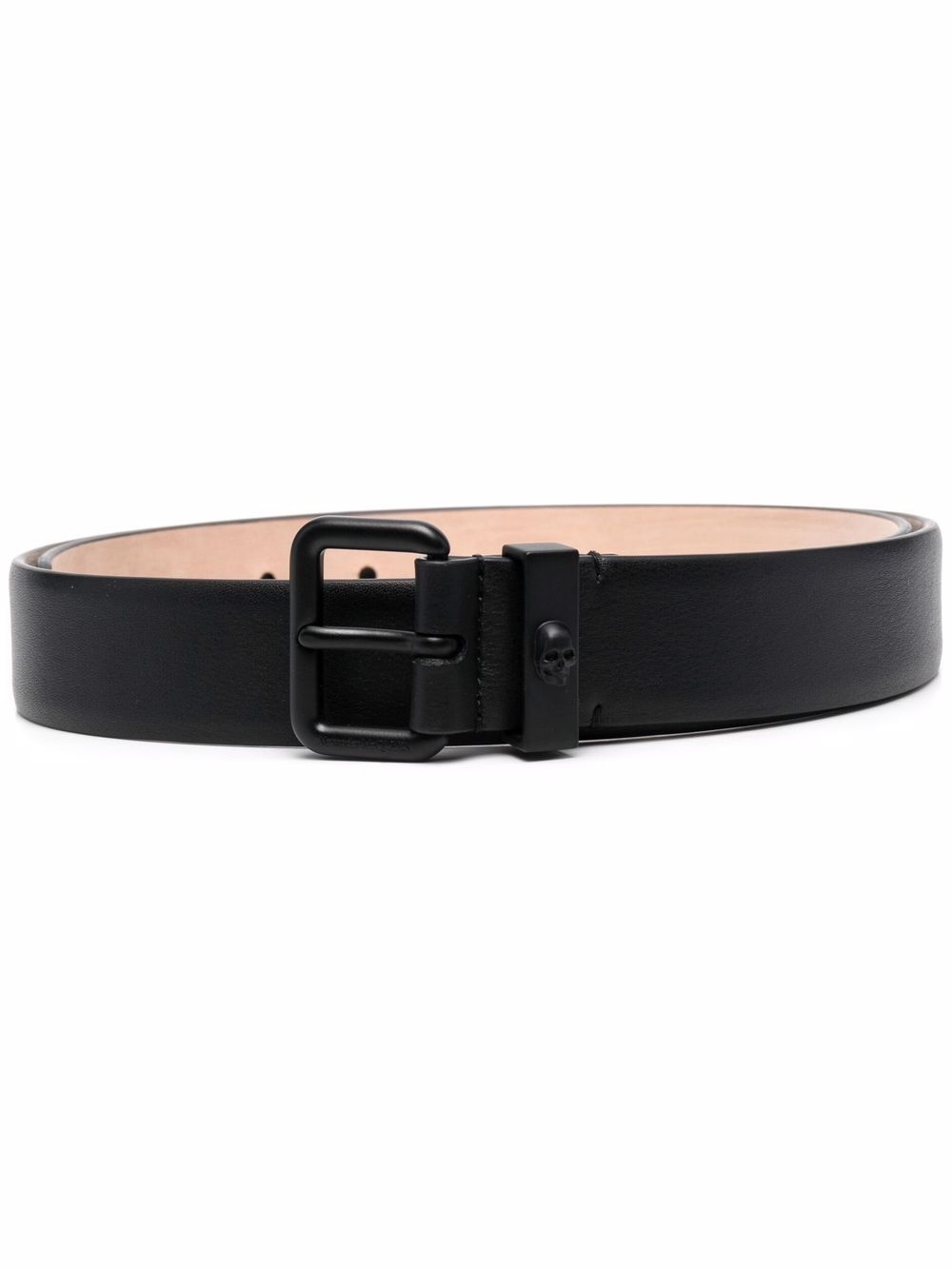Skull leather buckle belt - 1
