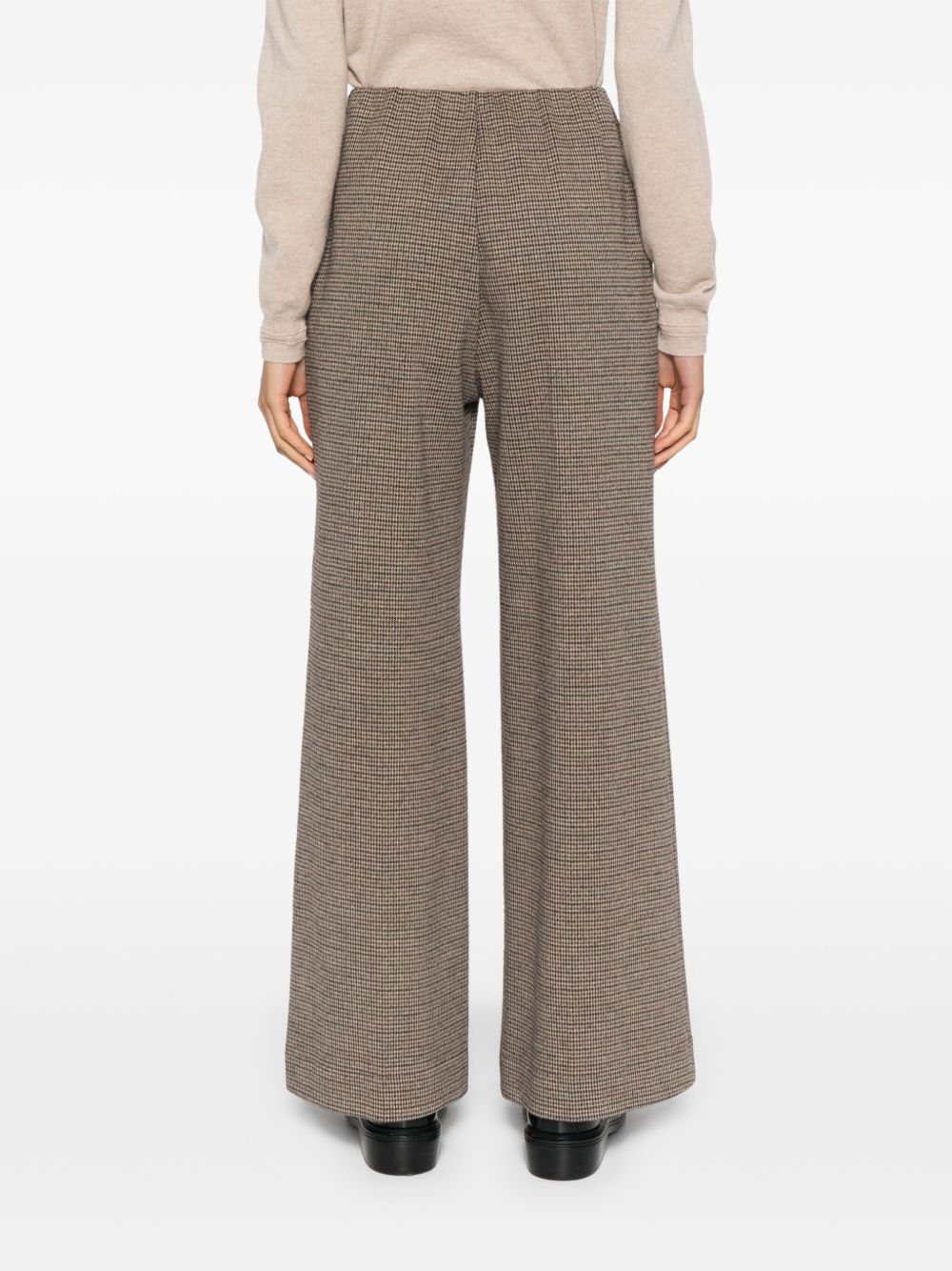 tattersall-check flared trousers - 4