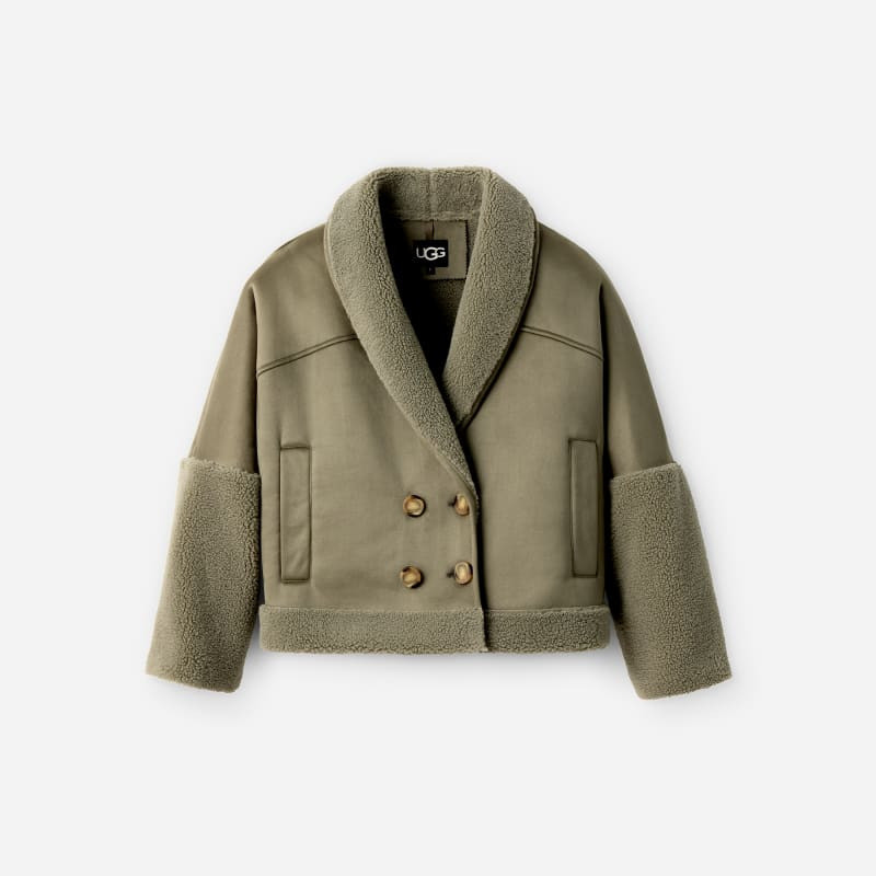 ® Women's Mindy LuxeFluff Jacket Sheepskin in Moss Green 1