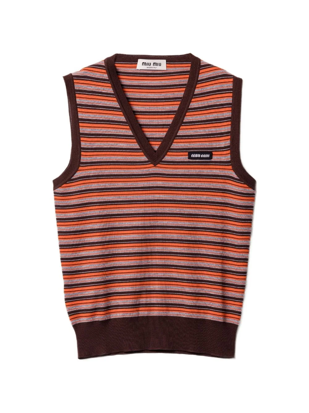 striped V-neck vest - 1