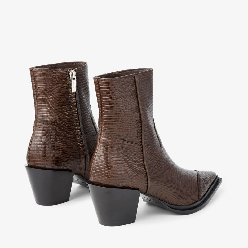 Cece Ankle Boot 60 Coffee Lizard Printed Leather Ankle Boots 5