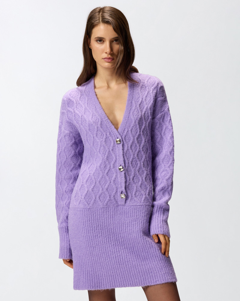 PINKO KNIT MINI DRESS WITH CABLE STITCH AND JEWEL BUTTONS outlook