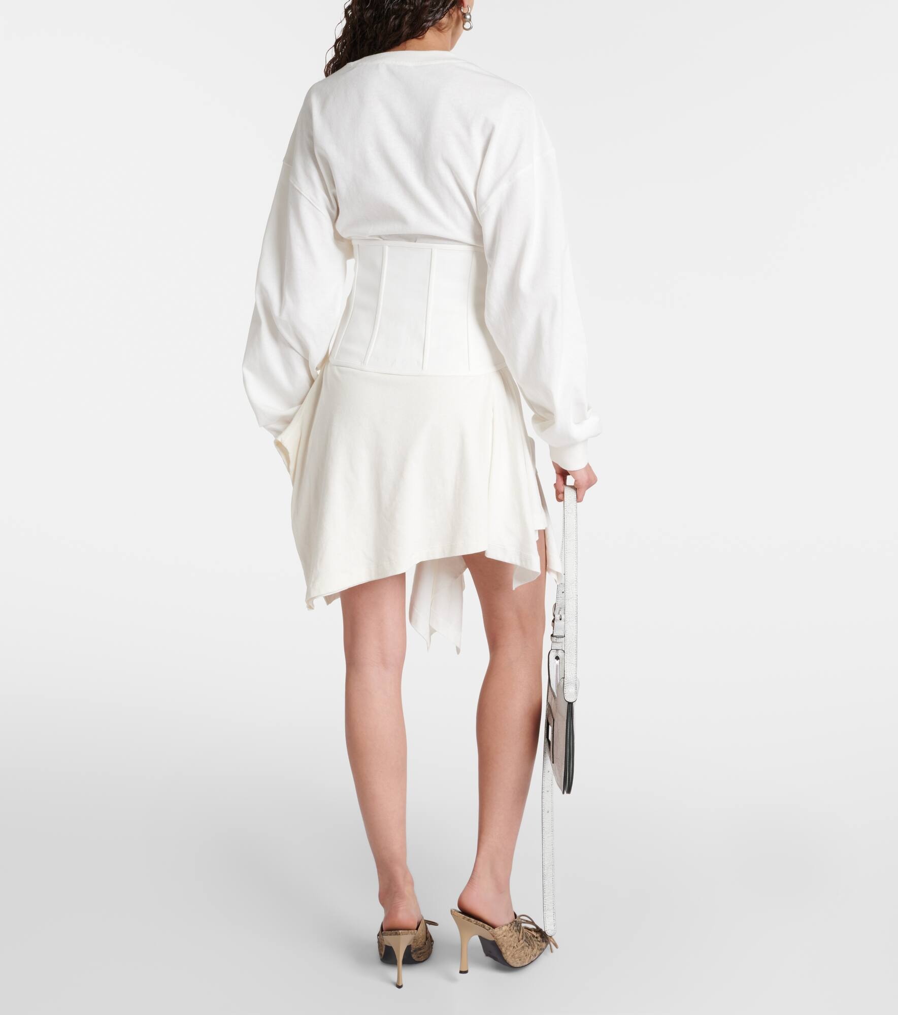 Asymmetric cotton jersey corset dress - 3