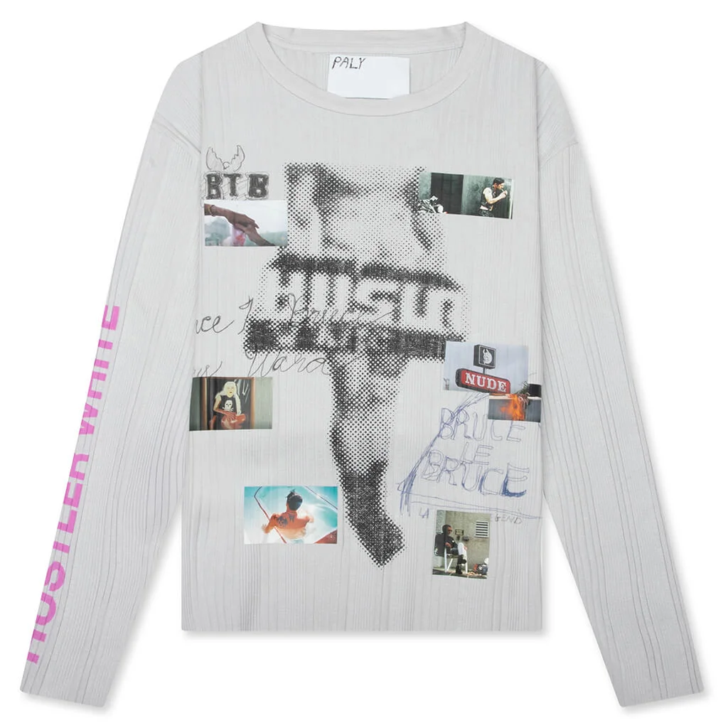 HUSTLR WHITE RIB L/S TEE - WHITE - 1