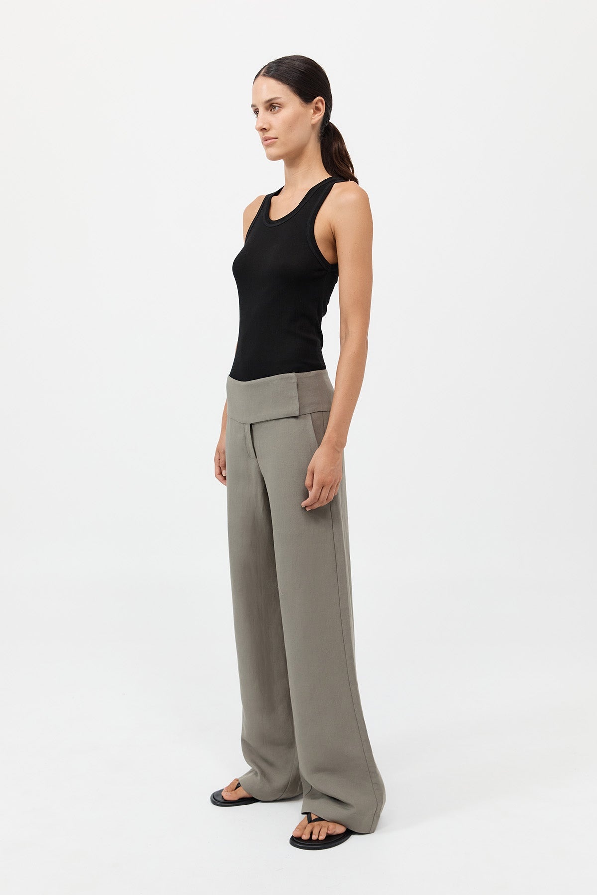 Wide Waistband Pants - Smokey Olive - 3