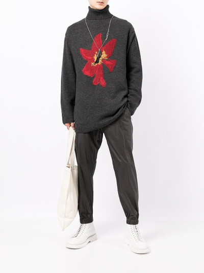 Yohji Yamamoto floral-intarsia knit jumper outlook