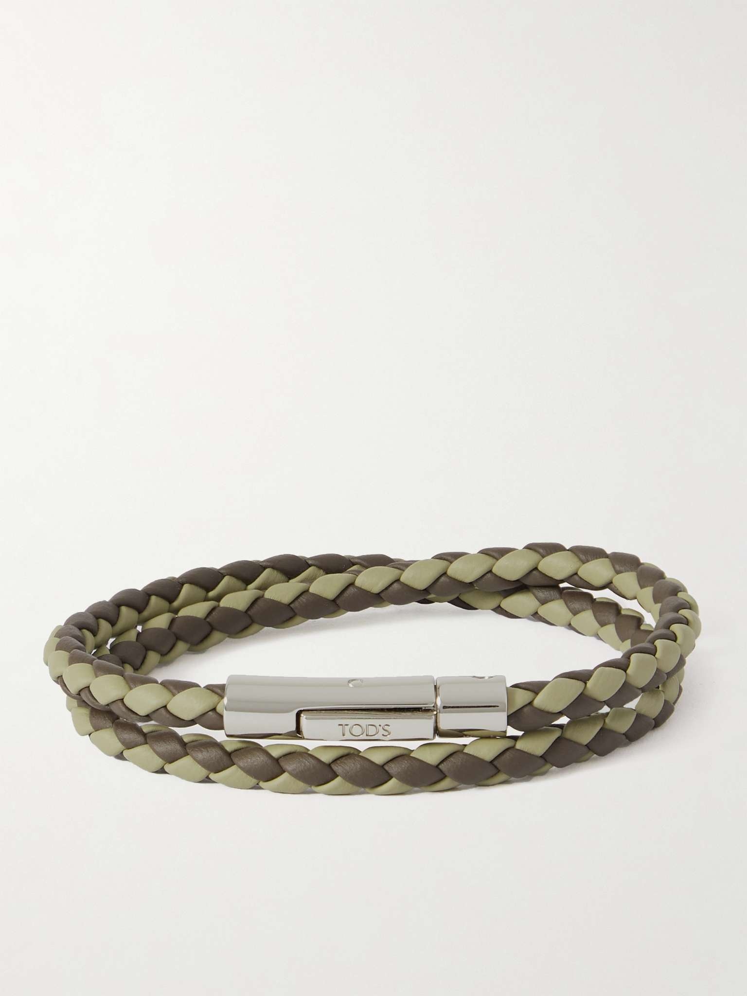 Woven Leather and Silver-Tone Wrap Bracelet - 1