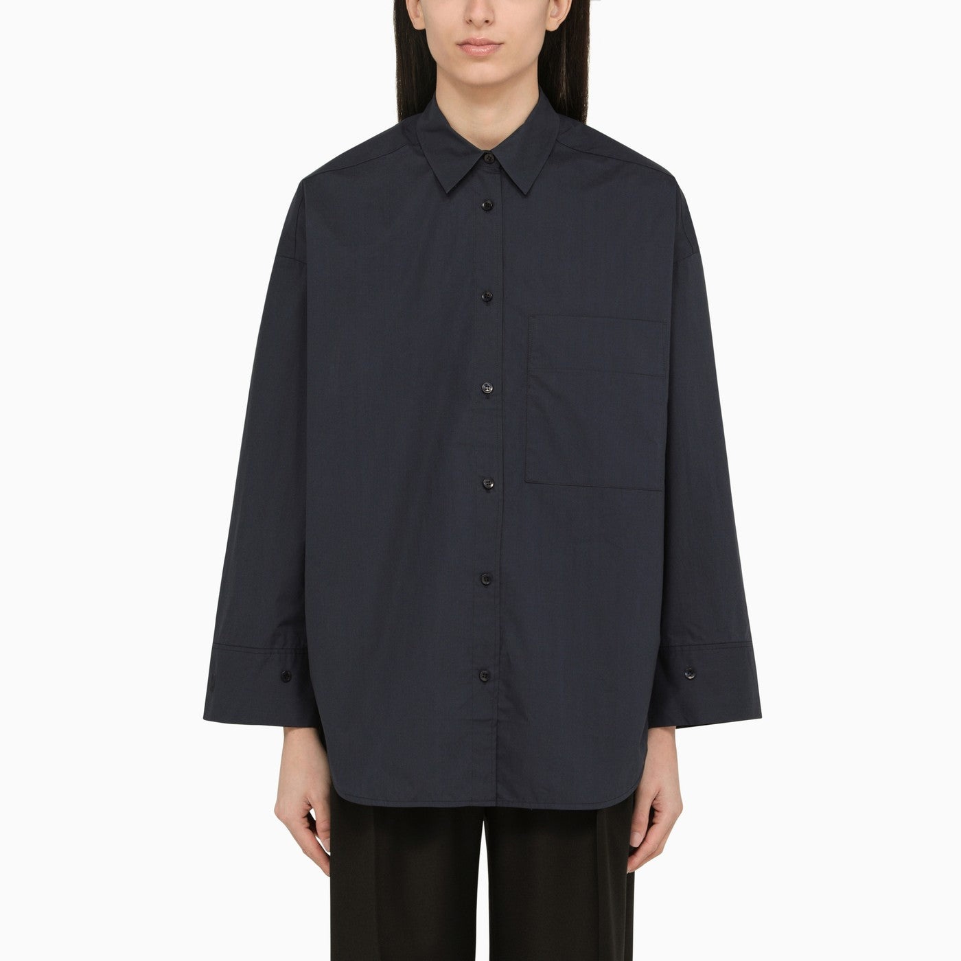 By Malene Birger Derris Navy Coloured Oversize Shirt In Organic Cotton - 1